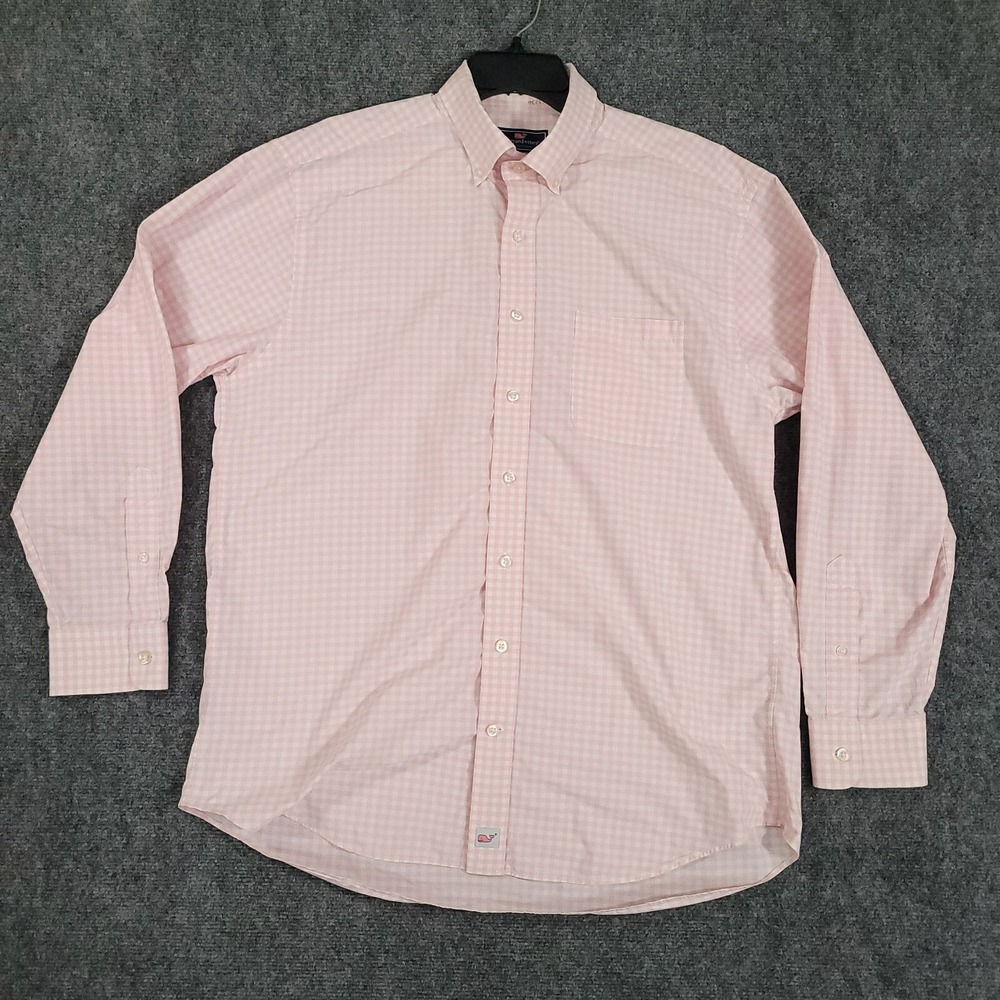 Vineyard Vines Performance Murray‎ Shirt Mens Large Pink Gingham Nylon Classic - Picture 2 of 9